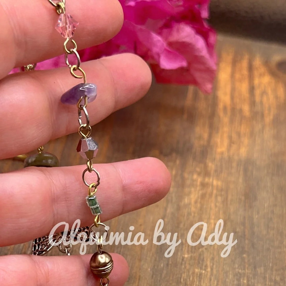 Rainbow multicolored multi stone chips beaded bracelet - Picture 3 of 3